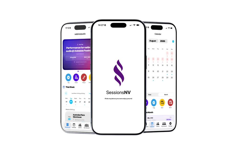 SessionsNV app screens